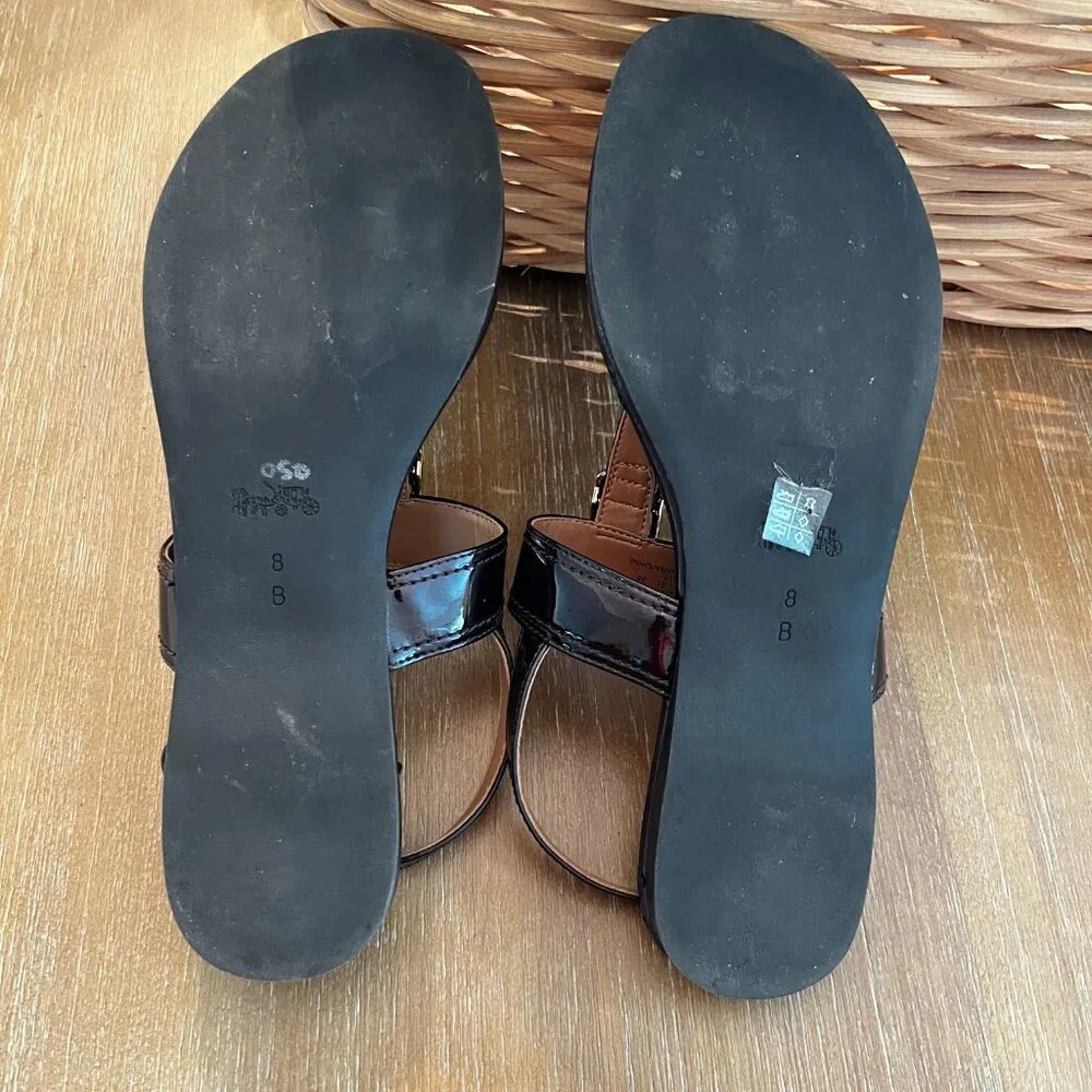 Coach Cassidy Iridescent Oxblood Pearl Leather Sandals - Picture 9 of 12